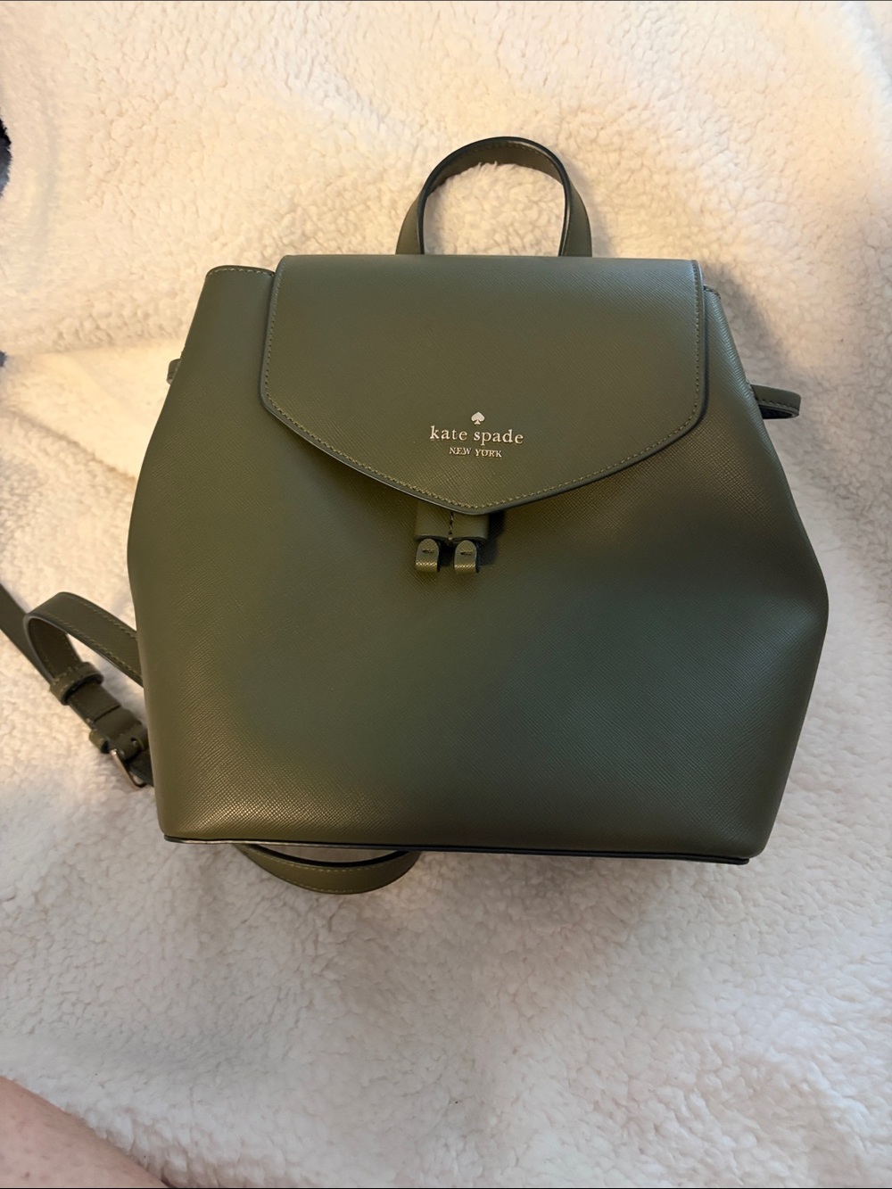 kate spade Olive Green Saffiano Leather Backpack
